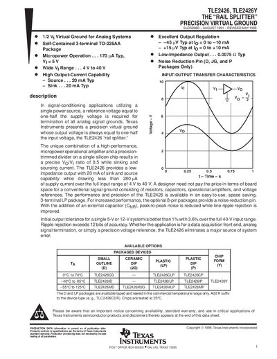 Texas Instruments TLE2426/TLE2426Y Datasheet - cover page