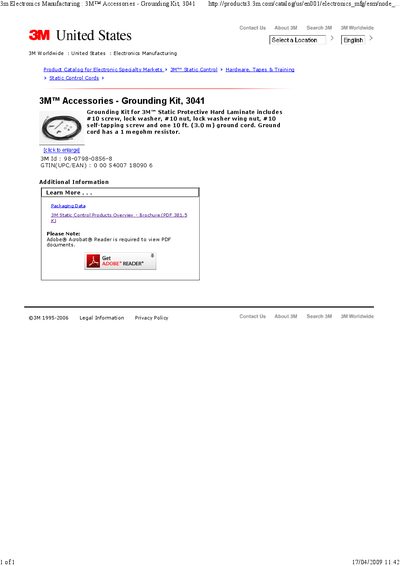 3M 3041 Grounding Kit Product Leaflet - cover page