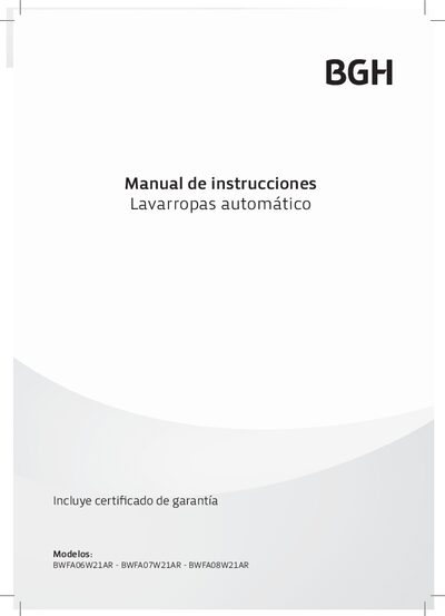 BGH BWFA06W21AR/BWFA07W21AR/BWFA08W21AR Washing Machine User Manual
