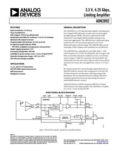 Analog Devices ADN2892 Product Handbook - cover page