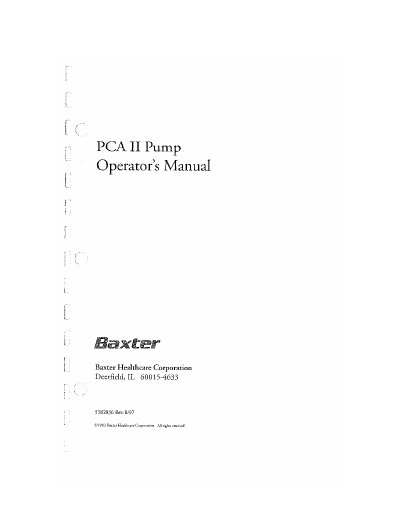 Baxter PCA IT Pump Operator's Manual - cover page