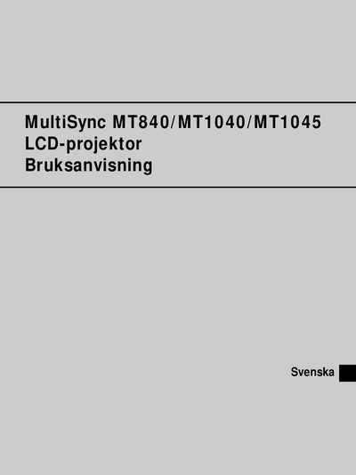 MultiSync MT840/MT4040/MT1045 LCD Projector user manual(1) - cover page