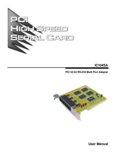 ATEN IC104SA PCI 32‑Bit RS‑232 Multi‑Port Adapter User Manual - cover page