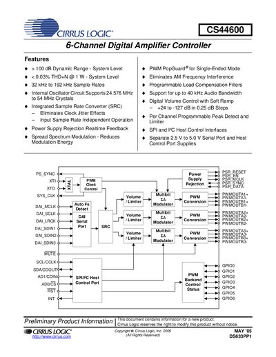 Cirrus Logic CS44600 Datasheet Handbook - cover page