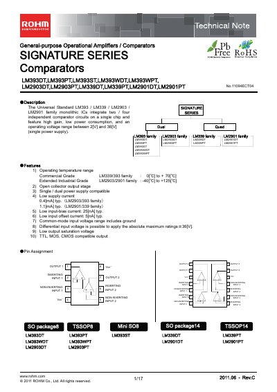 ROHM LM393WPT Technical Note - cover page