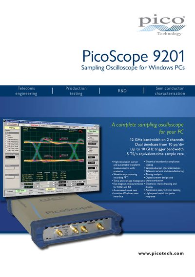 Pico Technology PicoScope 9201 Sampling Oscilloscope Product Leaflet - cover page