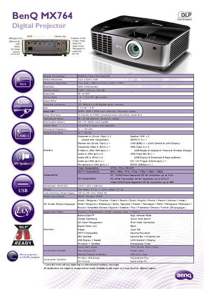 BenQ MX764 Projector User Manual - cover page