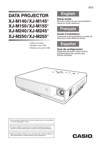 CASIO XJ-M140/XJ-M145* XJ-M150/XJ-M155* XJ-M240/XJ-M245* XJ-M250/XJ-M255* DATA PROJECTOR user manual(2) - cover page