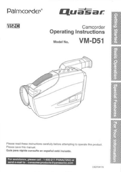 Panasonic VM-D51 Camcorder User Manual
