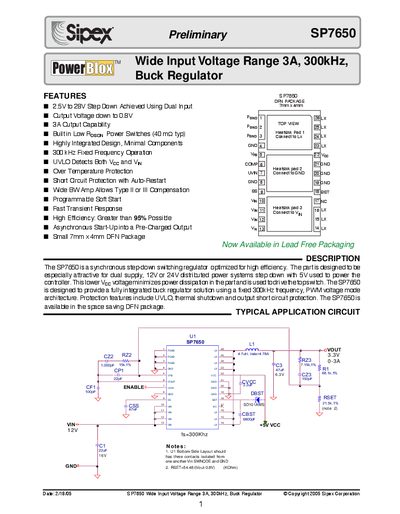 Sipex SP7650 Switching Regulator Handbook - cover page