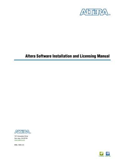 Altera MNL-1065-2.0 Software Installation and Licensing Manual - cover page