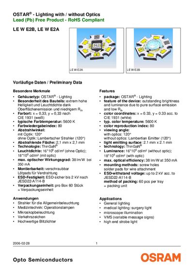 OSRAM LE W E2B/E2A LED Datasheet
