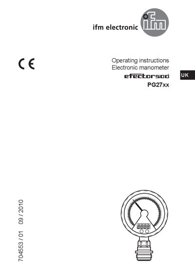 ifm PG27xx704553 Electronic Manometer Operating Instructions