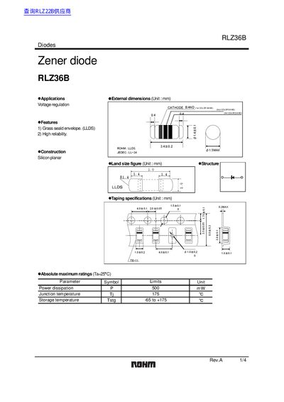 Rohm RLZ36B Zener Diode Datasheet - cover page