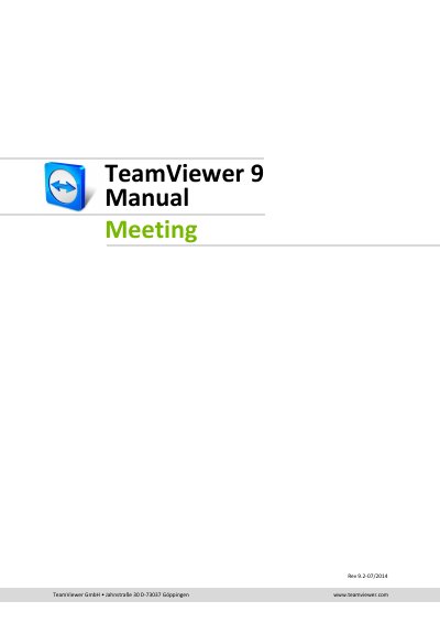 TeamViewer 9 Meeting Manual - cover page