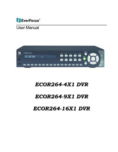 EverFocus ECOR264-4X1/9X1/16X1 DVR User Manual