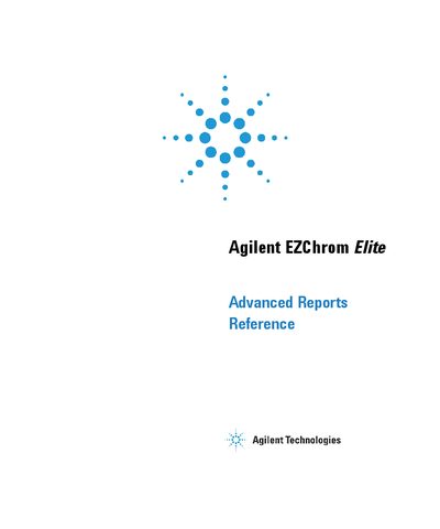 Agilent EZChrom Elite Advanced Reports Reference Guide - cover page