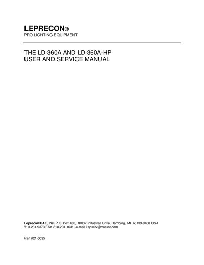 Leprecon LD-340/360 Analog Series User and Service Manual - cover page