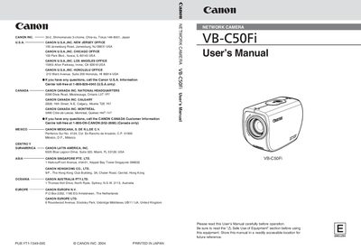 Canon VB-C50Fi Network Camera User Manual - cover page