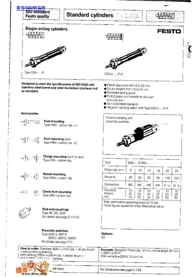 Festo ESN Series Standard Cylinders Product Leaflet - cover page