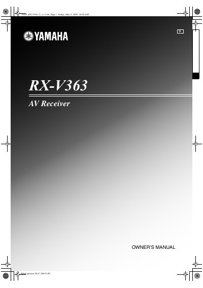 Yamaha RX-V363 AV Receiver Owner's Manual - cover page