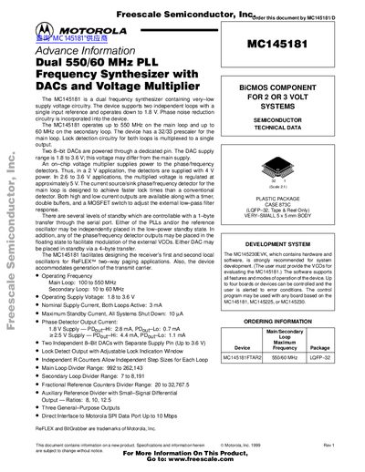 Motorola MC145181 Datasheet - cover page