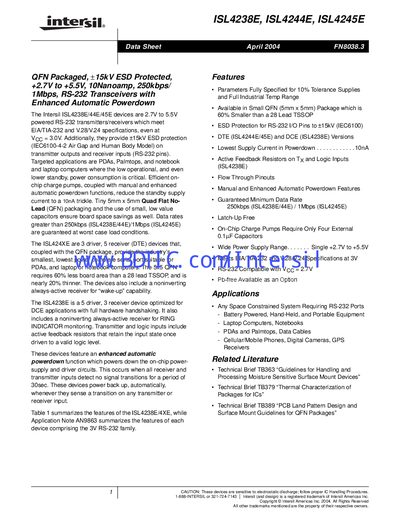 Intersil ISL4244E Datasheet - cover page