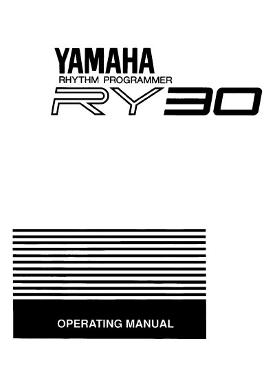 Yamaha RY30 Rhythm Programmer Operating Manual - cover page