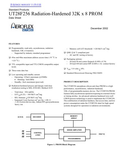 UTMC UT28F256 Datasheet - cover page