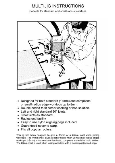 Multijig Standard Worktop Connecting Jig Instructions - cover page