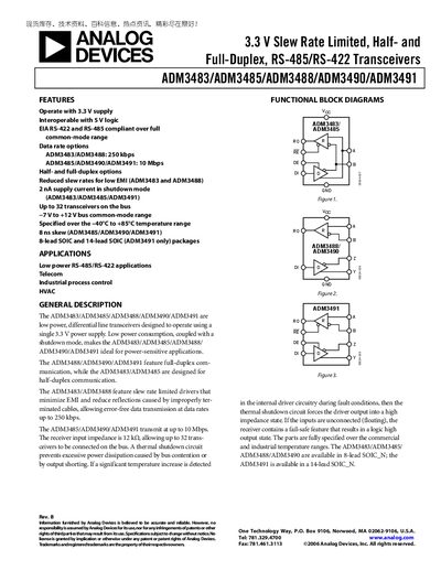 Analog Devices ADM3483/ADM3485/ADM3488/ADM3490/ADM3491 Handbook - cover page