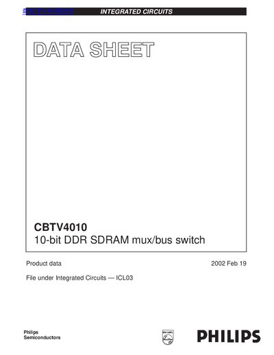 Philips CBTV4010 10-bit DDR SDRAM Mux/Bus Switch Datasheet - cover page