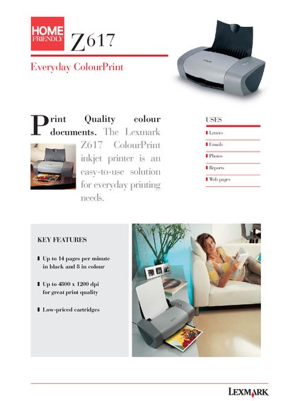 Lexmark Z617 Printer Manual - cover page