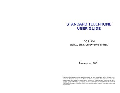 Samsung iDCS 500 Standard Telephone User Guide - cover page