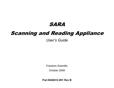 Freedom Scientific SARA Scanning and Reading Appliance User's Guide - cover page