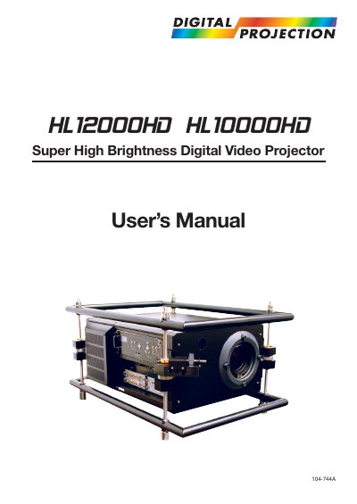 Digital Projection HL12000HD/HL10000HD Projector User's Manual - cover page