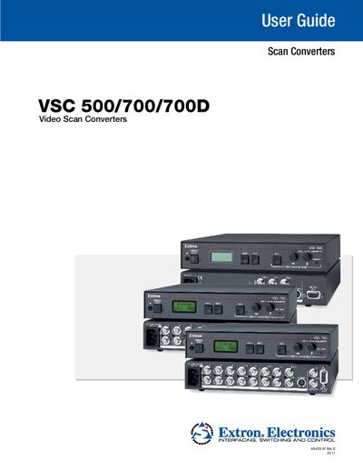 Extron VSC 500/700/700D Video Scan Converter User Guide - cover page
