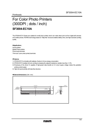 ROHM SF3004-EC10A Printhead Datasheet - cover page