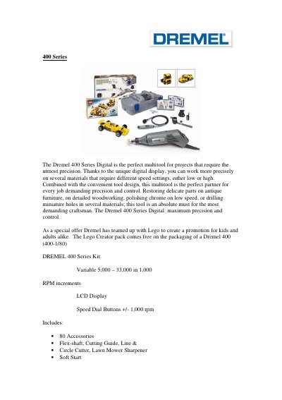 Dremel 400 Series Digital Multitool Product Leaflet - cover page