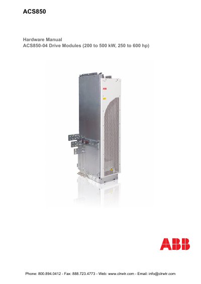 ABB Hardware Manual ACS850-04 Drive Modules (200 to 500 kW 250 to 600 hp)