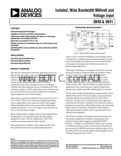 Analog Devices 5B40 5B41 Handbook - cover page