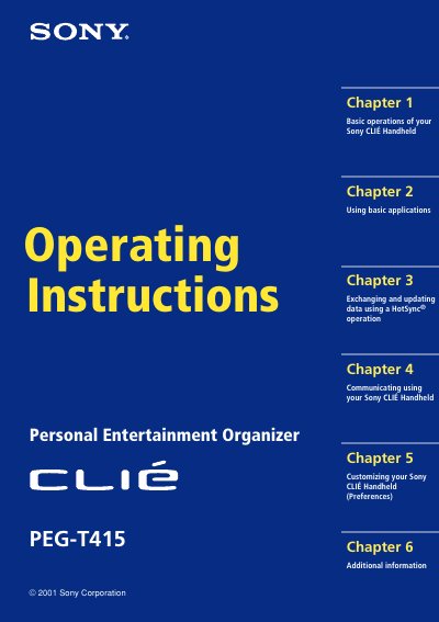Sony PEG‑T415 User Manual