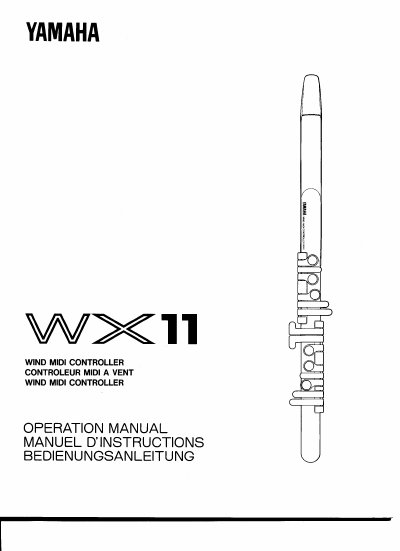 Yamaha WX11 Wind MIDI Controller Operation Manual - cover page