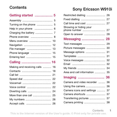 Sony Ericsson W910i User Manual - cover page