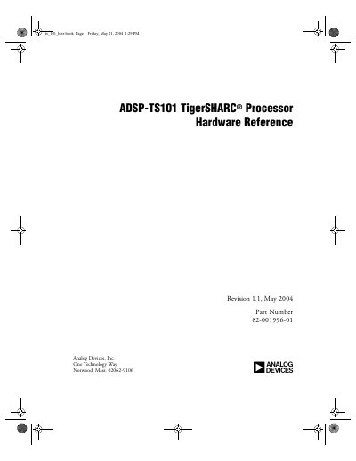 Analog Devices ADSP-TS101 TigerSHARC Processor Hardware Reference - cover page
