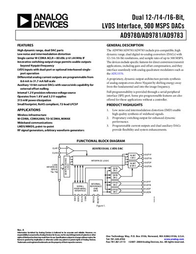 Analog Devices AD9780/AD9781/AD9783 Datasheet - cover page