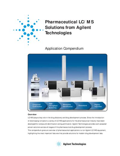 Agilent Pharmaceutical LC/MS Solutions Application Compendium - cover page