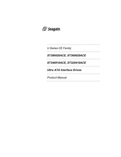 Seagate ST380020ACE ST360020ACE ST340810ACE ST320410ACE Product Manual