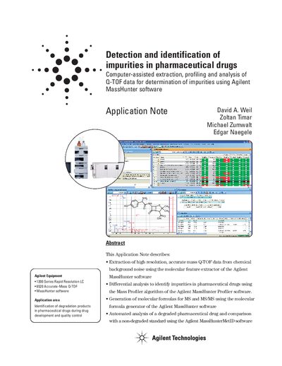 Agilent MassHunter MetID Application Note for Impurity Detection in Pharmaceuticals - cover page