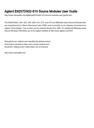 Agilent E8257DS02-S15 Source Modules User Guide